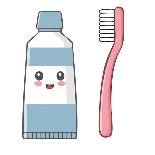 솔과 치아 페이스트 Kawaii