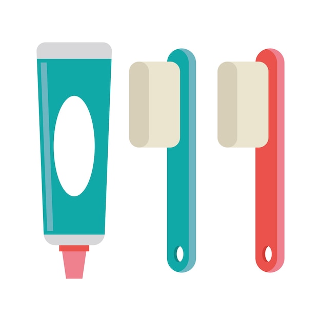 Toothbrush and toothpaste vector cartoon illustration isolated on a white background