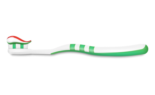 Зубная щетка с зубной пастой на белом фоне Векторная иллюстрация