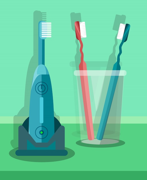 Toothbrushes Set, Kit   Illustration