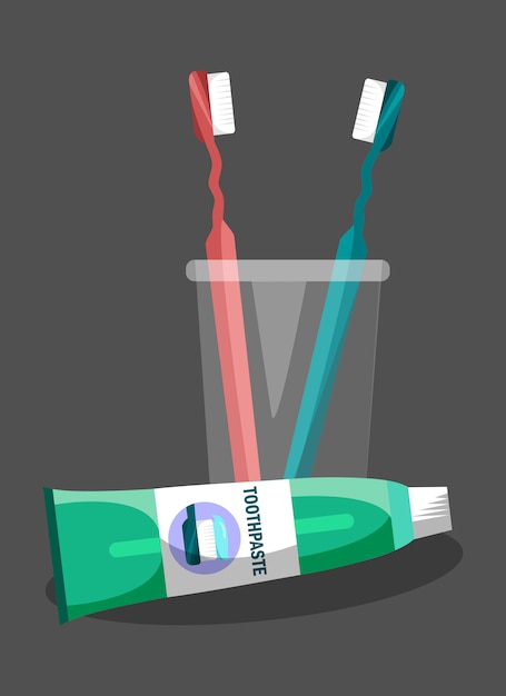 Vector toothbrushes and toothpaste illustration
