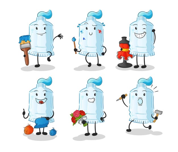 歯磨き粉のアーティストグループのキャラクター。漫画のマスコットベクトル