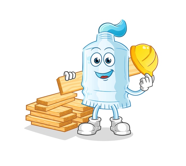 Toothpaste builder vector. cartoon character