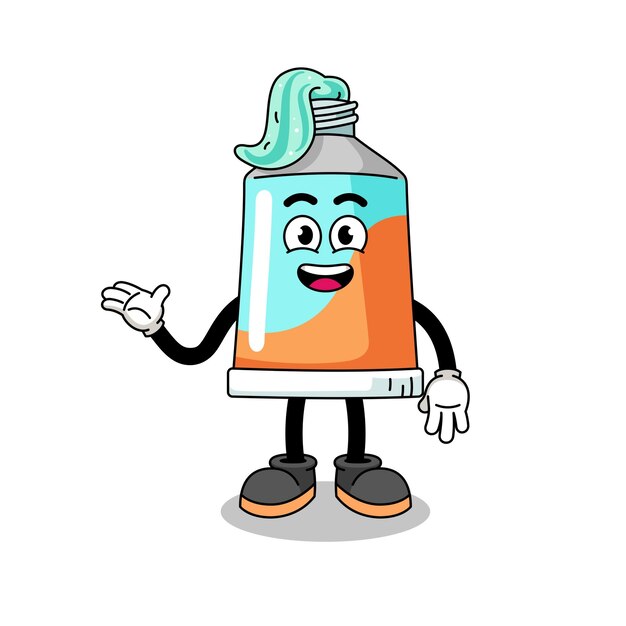 Toothpaste cartoon with welcome pose