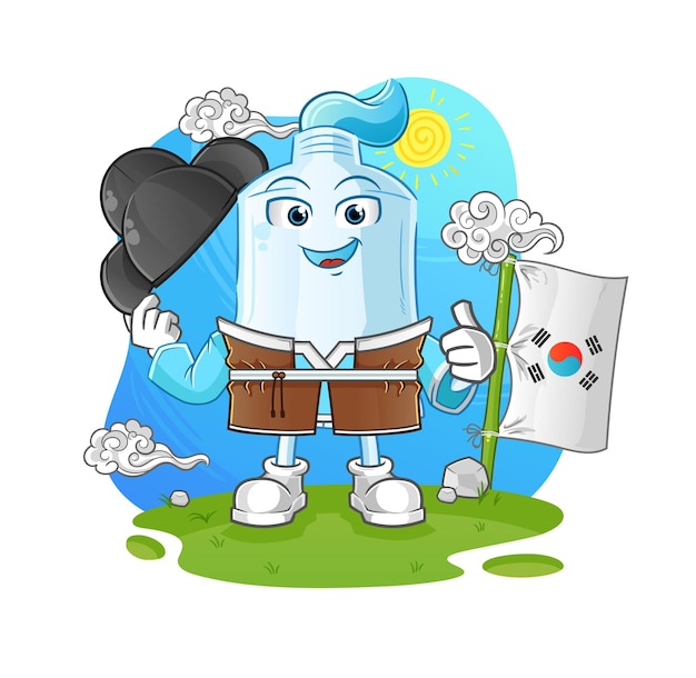 Toothpaste korean culture vector cartoon character