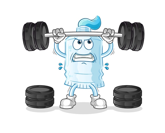 Vector toothpaste lifting the barbell character cartoon mascot vector