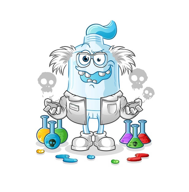 Toothpaste mad scientist illustration. character vector