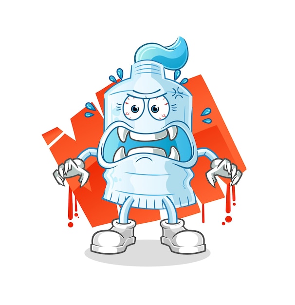 Vector toothpaste monster vector cartoon character