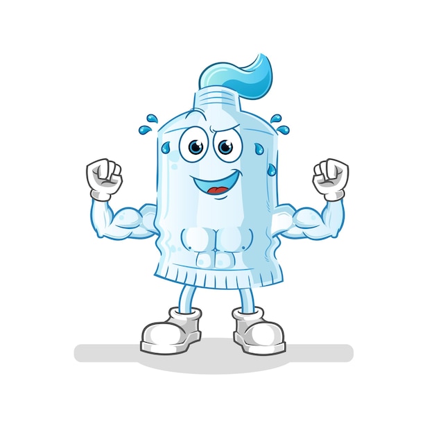 Toothpaste muscular cartoon. cartoon mascot vector