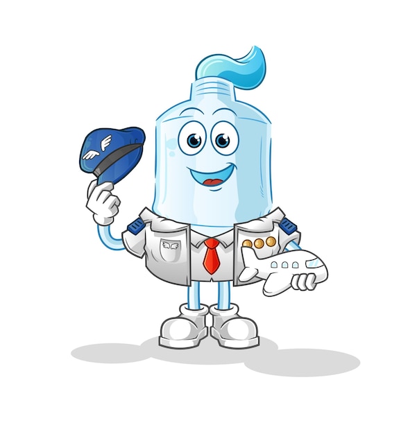 Toothpaste pilot mascot. cartoon vector