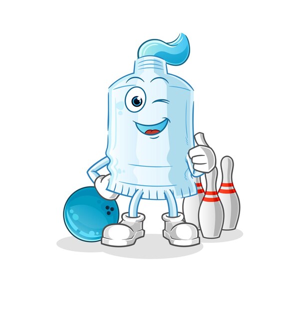 Toothpaste play bowling illustration character vector