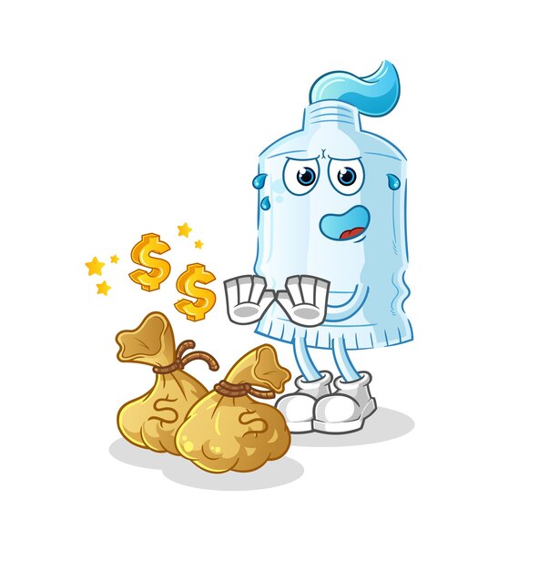 Toothpaste refuse money illustration. character vector