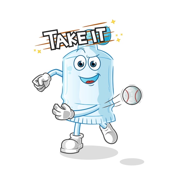 Toothpaste throwing baseball vector cartoon character