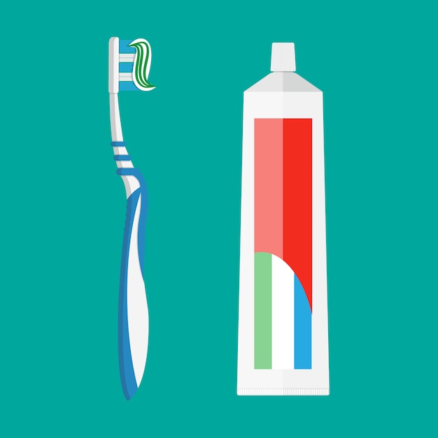 Vector toothpaste and tooth brush