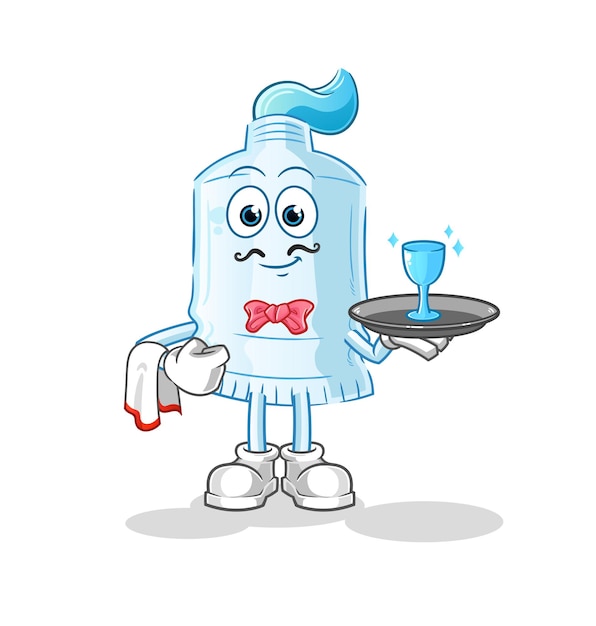Toothpaste waiter cartoon. cartoon mascot vector