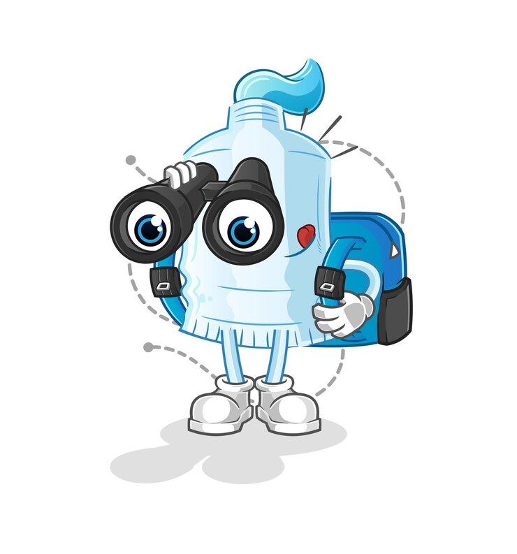 Vector toothpaste with binoculars character cartoon mascot vector