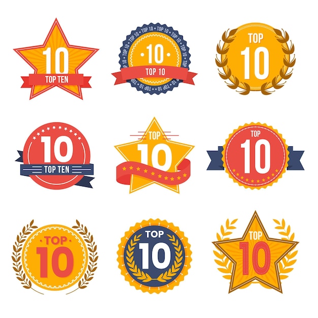 Vector top 10 badges collection