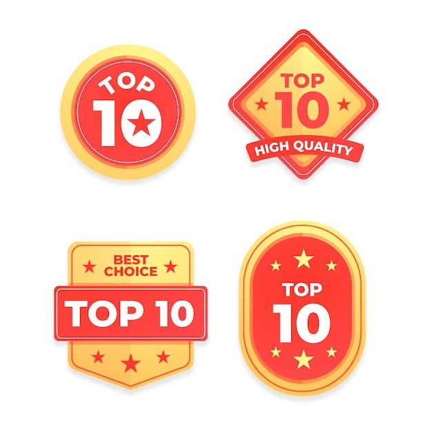 Vector top 10 badgescollectie