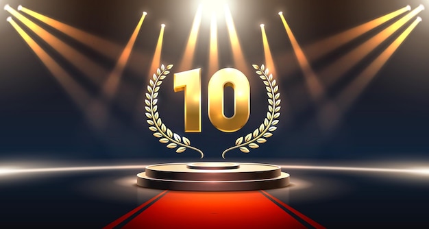 Top 10 best podium award sign golden object Vector