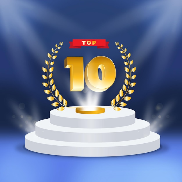 Vettore top 10 miglior premio sul podio