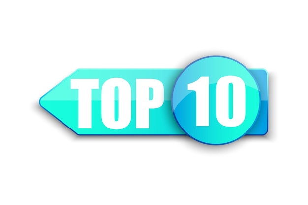 Vector top 10 klein logo blauwe winnaar sticker tien tape beste beoordeling vectorillustratie