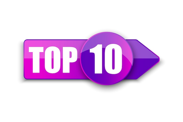 Vector top 10 woord op paars lint pijl vector illustratie stock beeld