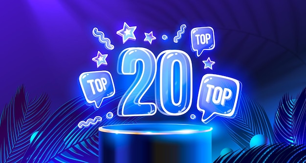 Top 20 neon podium award beste banner Vector