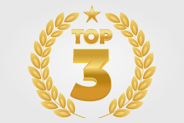 Top 3 best award with laurel, golden look