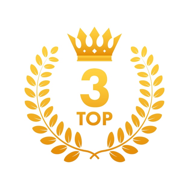 Top 3 label Gouden lauwerkrans pictogram Vector voorraad illustratie