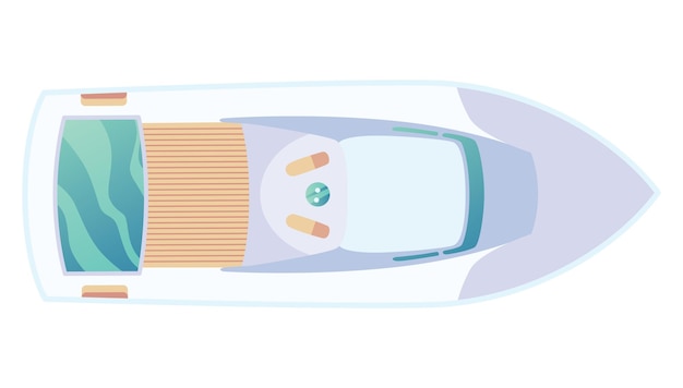 Верхний вид с воздуха на лодку или векторную иконку яхты Морской транспорт для путешествий по воде Выше вид на моторную лодку высокого класса