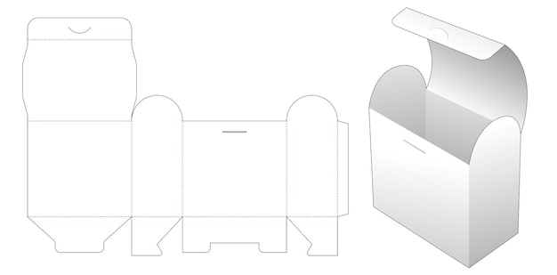 Top arch flip box die cut template