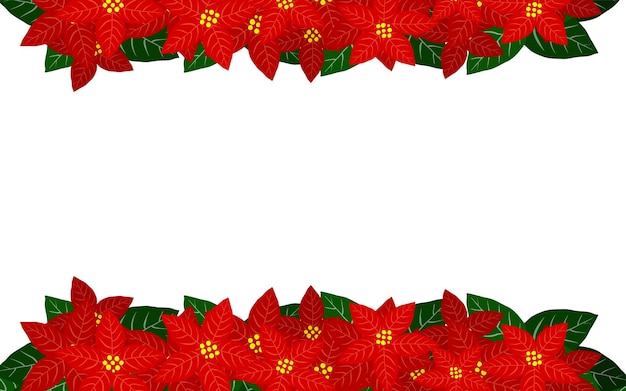 Vector top and bottom frame illustration of poinsettia