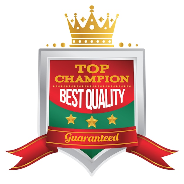 Vettore premio top champion best quality guaranteed in illustrator