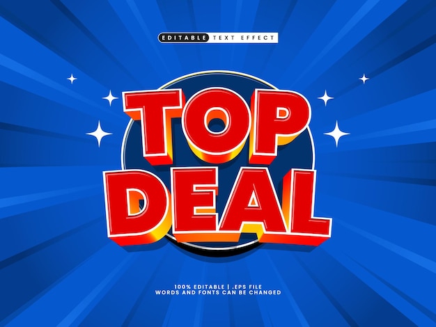 벡터 top deal 편집 가능한 텍스트 효과