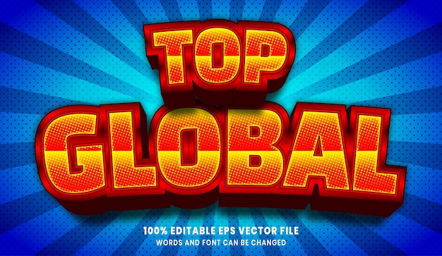 Top global 3d editable text style effect