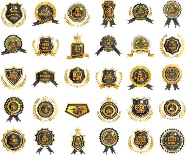 Vector top guaranteed awards and badges in illustrator