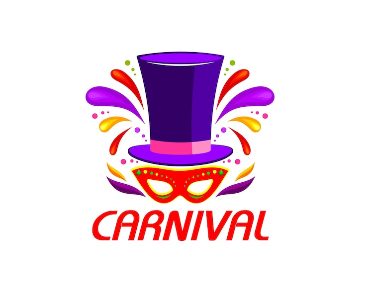 Vector top hat and mask carnival party icon for event