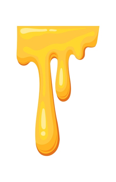 Top honey frame. melting drip gold liquid, vector illustration isolated on white background