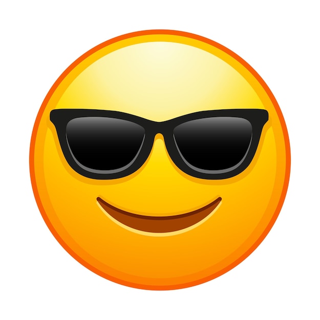 Vector top quality emoticon cool emoticon smiling face with sunglasses emoji happy smile person wearing dark glasses yellow face emoji popular element