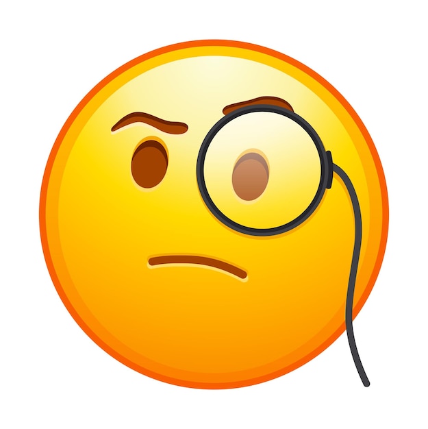 Vector top quality emoticon intelligent emoji smug emoticon with monocle and raised eyebrow yellow face emoji popular element