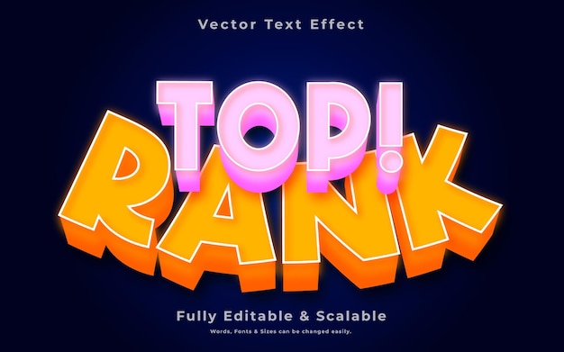 Vector top rank 3d text effect templet vector download