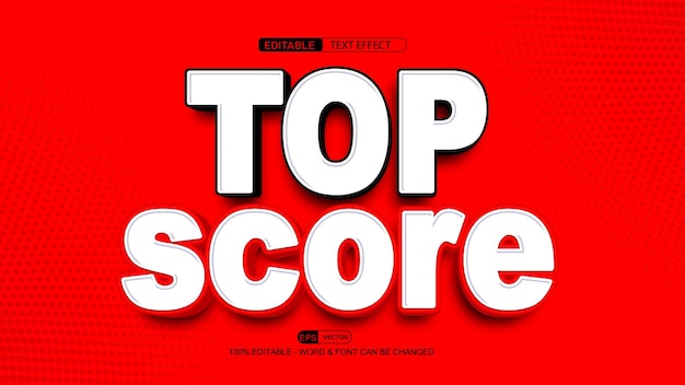top score editable text effect vector 3d style with background