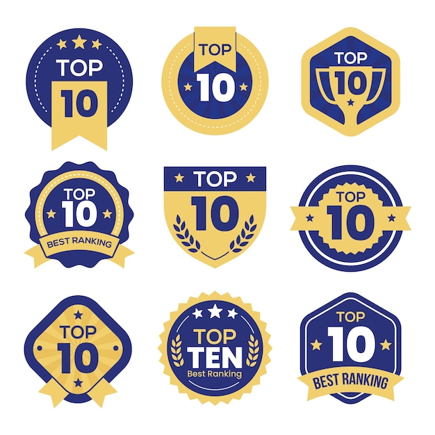 top ten badge collections vector illustration