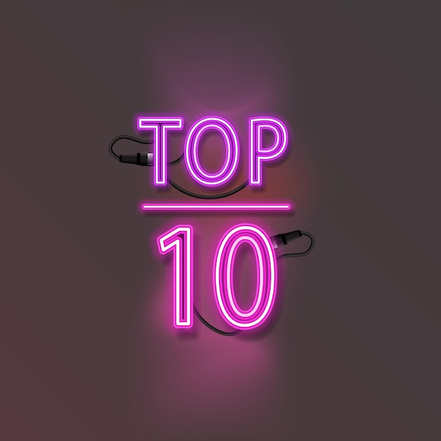 Vector top ten neon sign