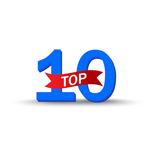 top ten number red ribbon label ranking position symbol bold vector text
