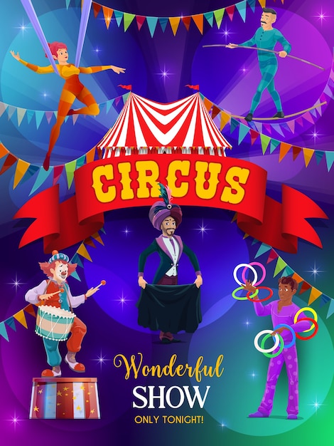 Top tent circus show flyer.