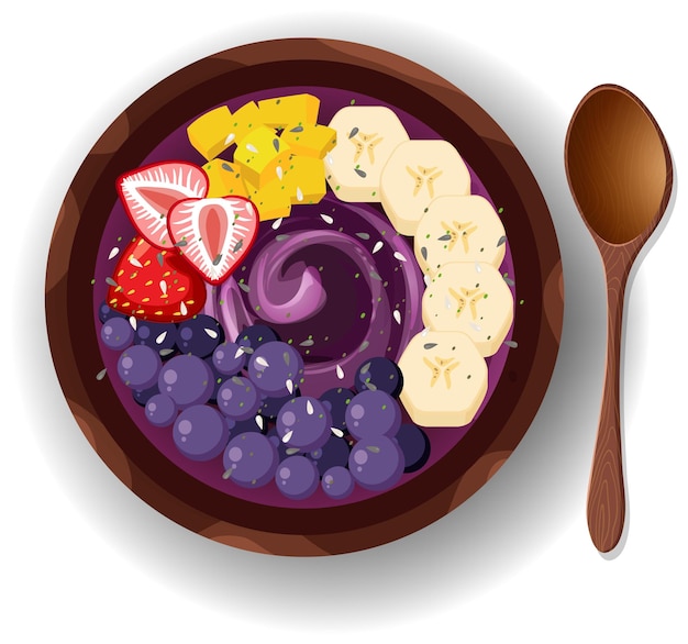 벡터 흰색 배경에 상위 뷰 acai 음식 그릇