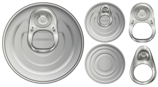 Vector top view of aluminum cans and openers