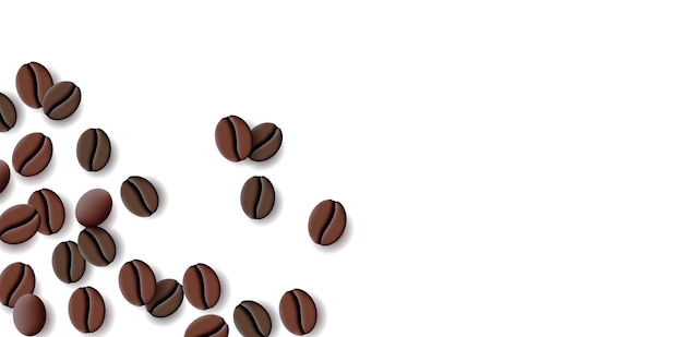 Vector top view background with coffee beans scattered