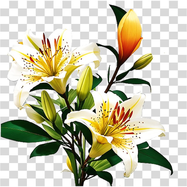Vector top view beautiful flower on transparent background ai generated
